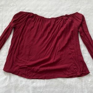 Dark Red Off the Shoulder Top
